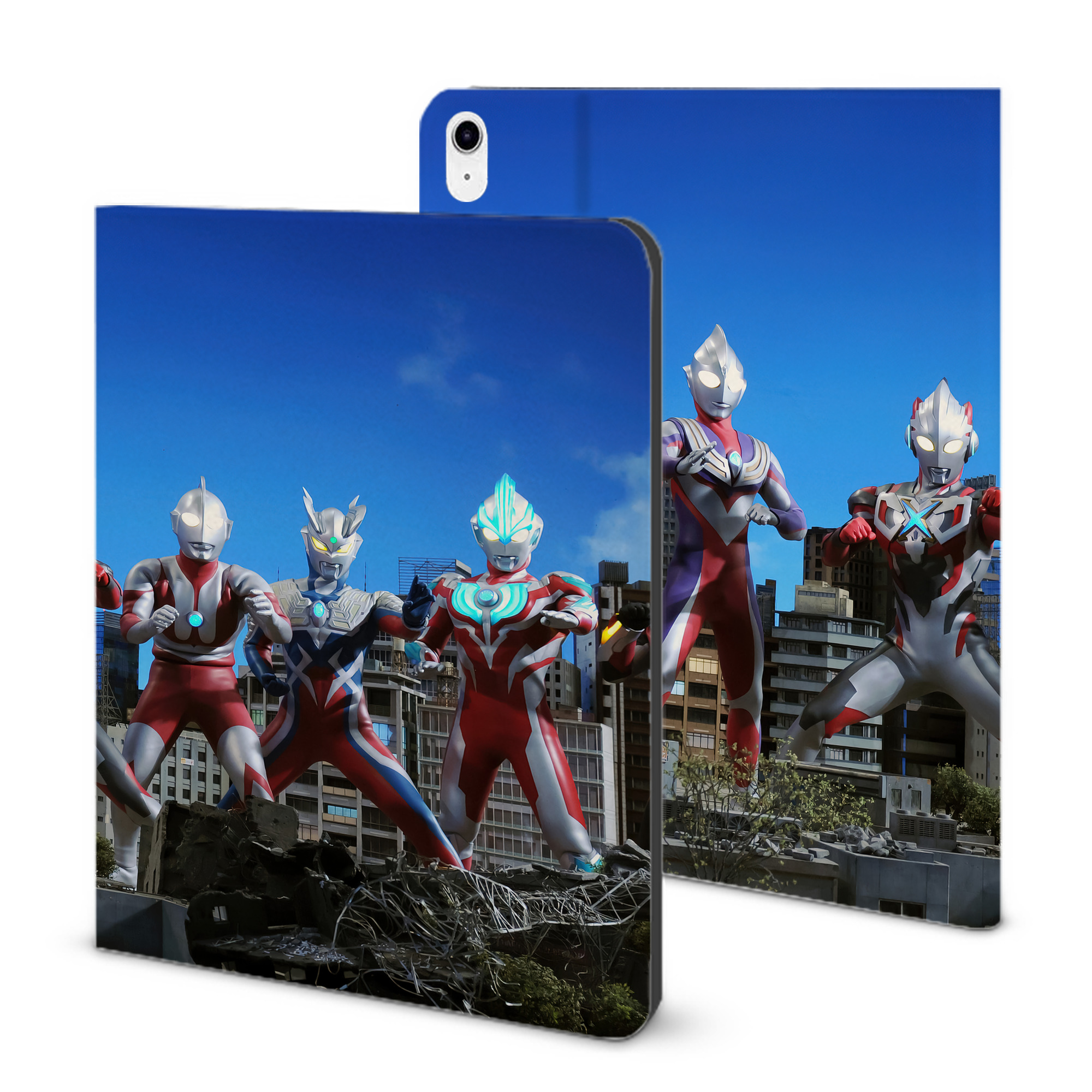（画像用） ウルトラマン Ultraman IPad ケース ブック型 PUレザー TPU 耐衝撃 軽量 薄型 ペン収納なし 全面保護 IPad 各モデル対応